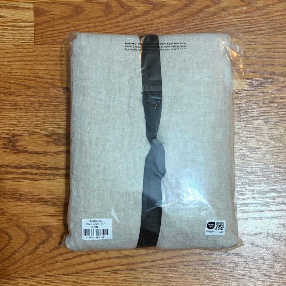NEW Schoolhouse Linen Natural Shower Curtain 72” x 84” - Picture 2 of 3